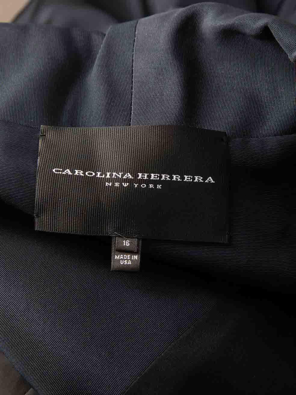 Women's Carolina Herrera Navy Gathered Accent Jacket Size 4XL