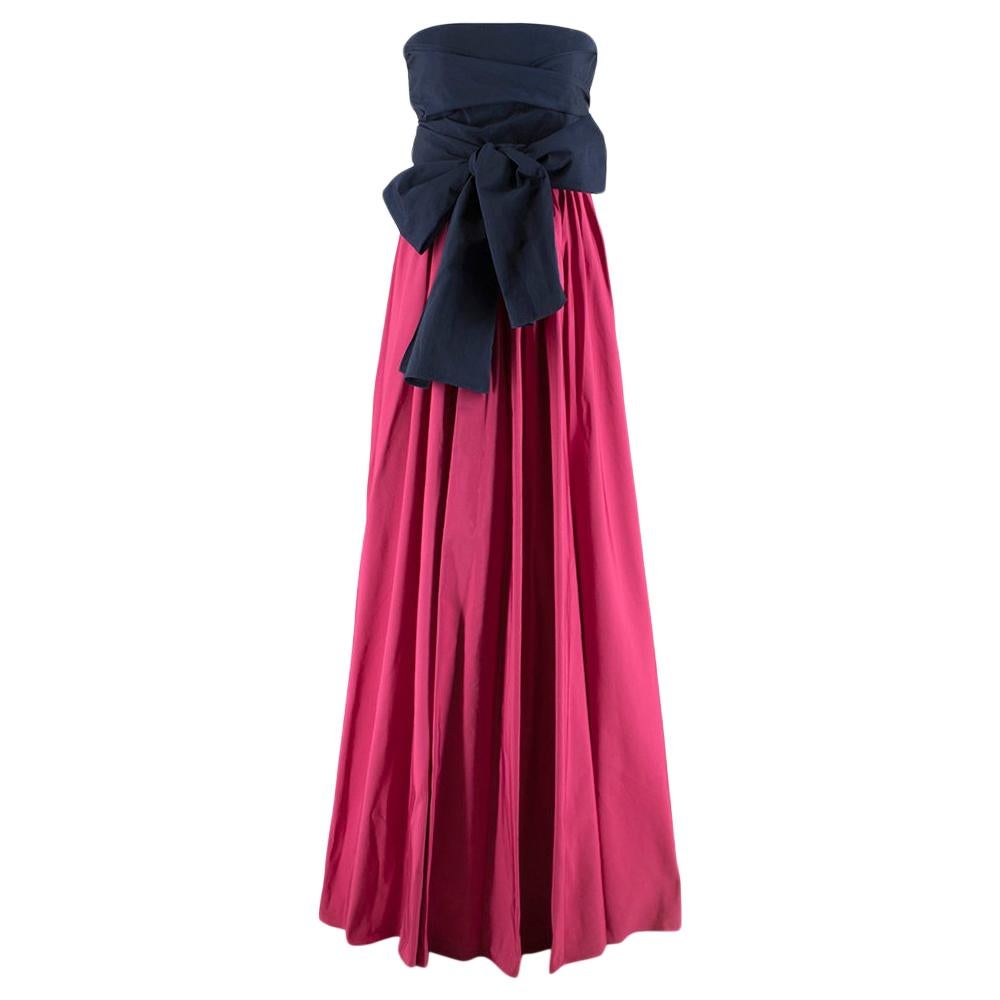 Carolina Herrera Navy & Pink Strapless Bow Tie Gown SIZE S