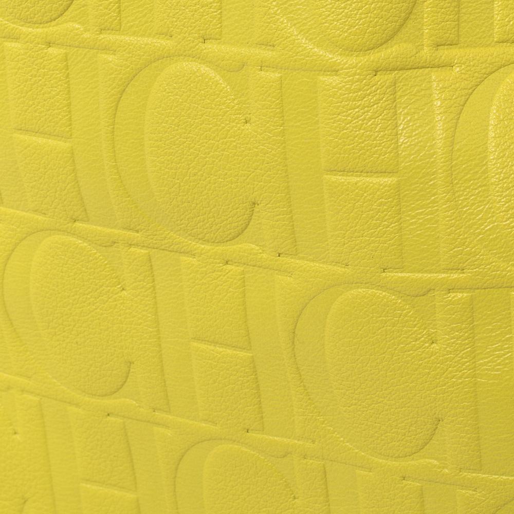 Carolina Herrera Neon Yellow Embossed Leather Matryoshka Tote 4