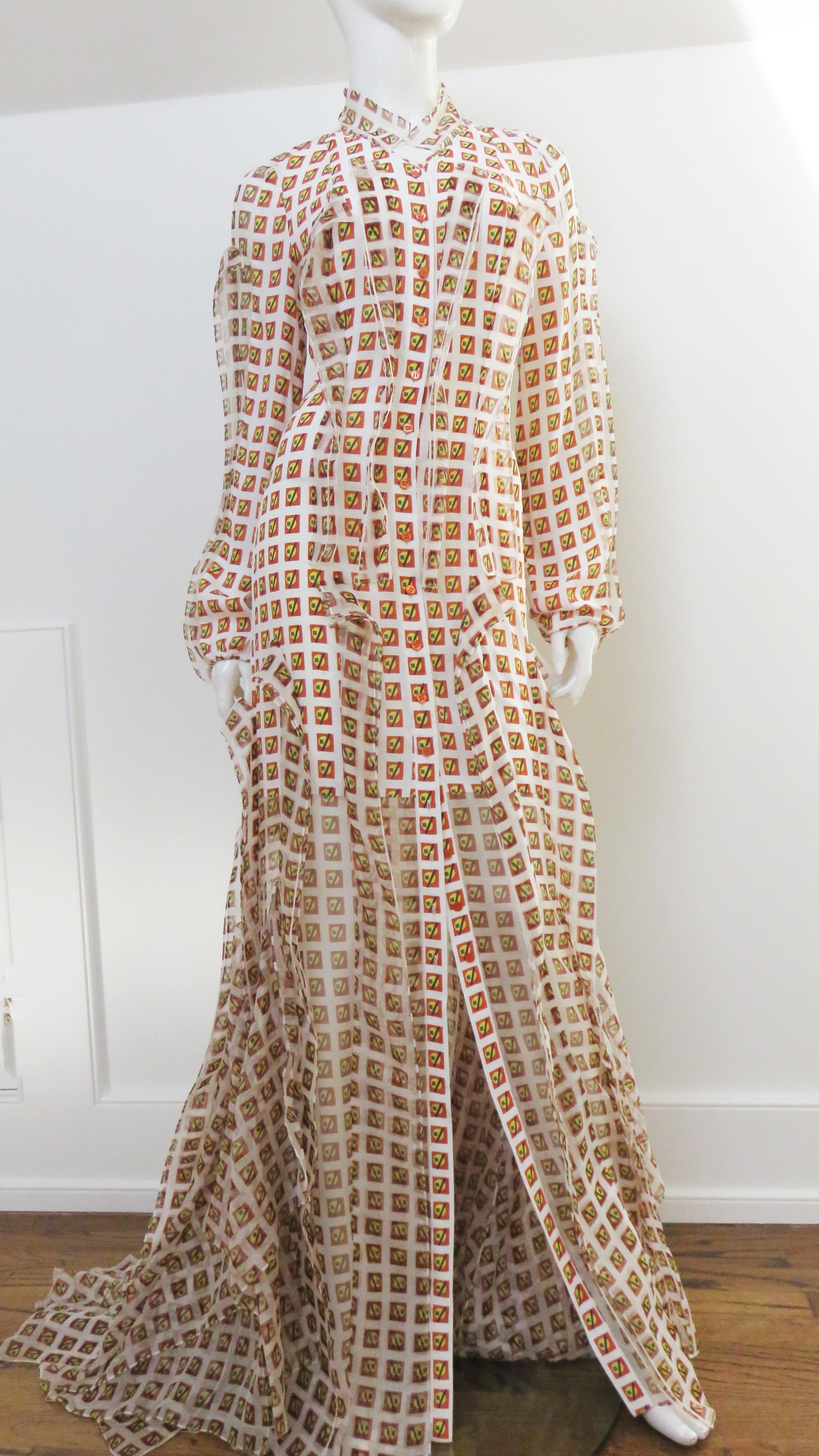 Carolina Herrera New Silk Print Maxi Dress Gown For Sale 1