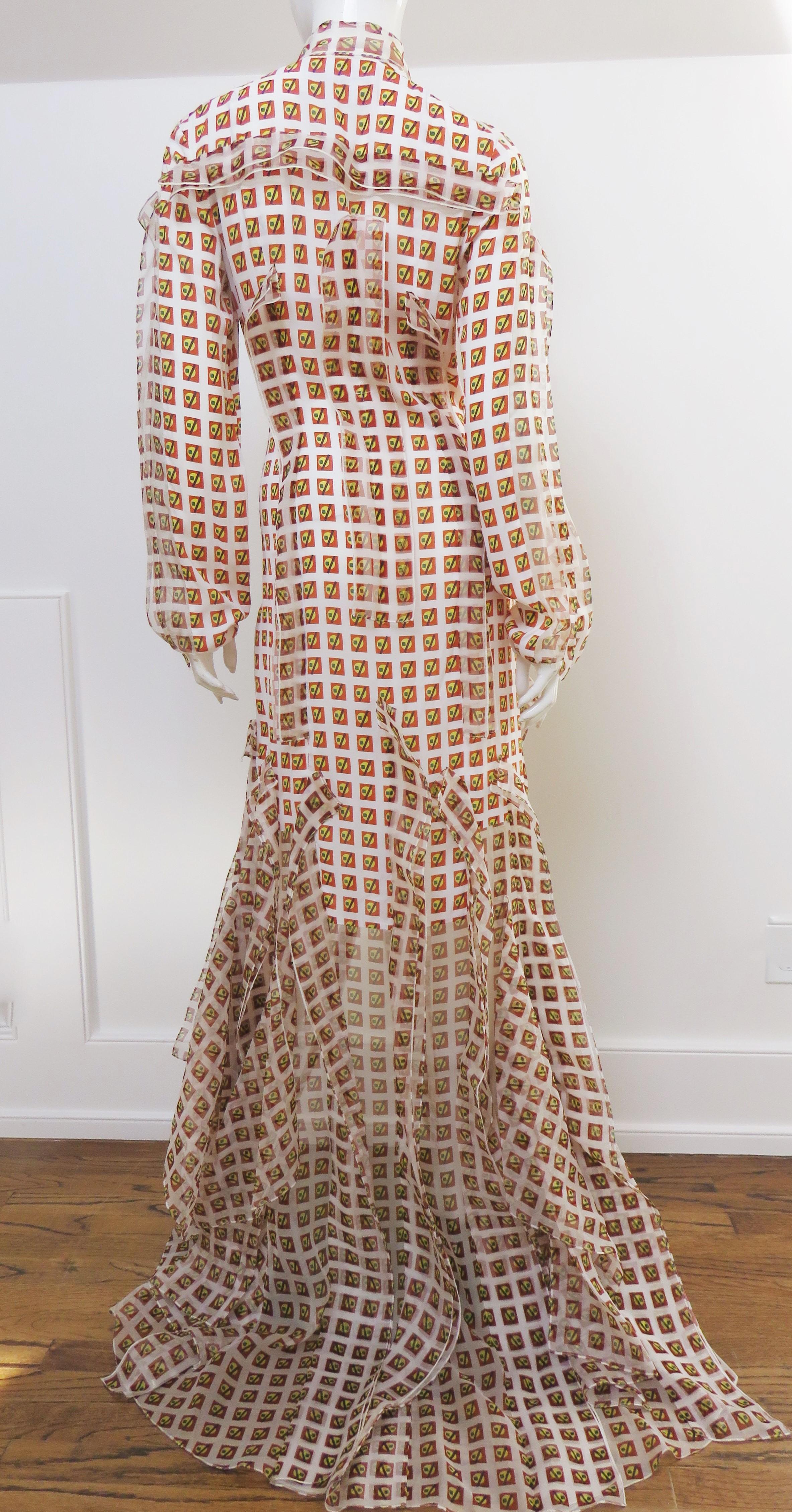 Carolina Herrera New Silk Print Maxi Dress Gown For Sale 4