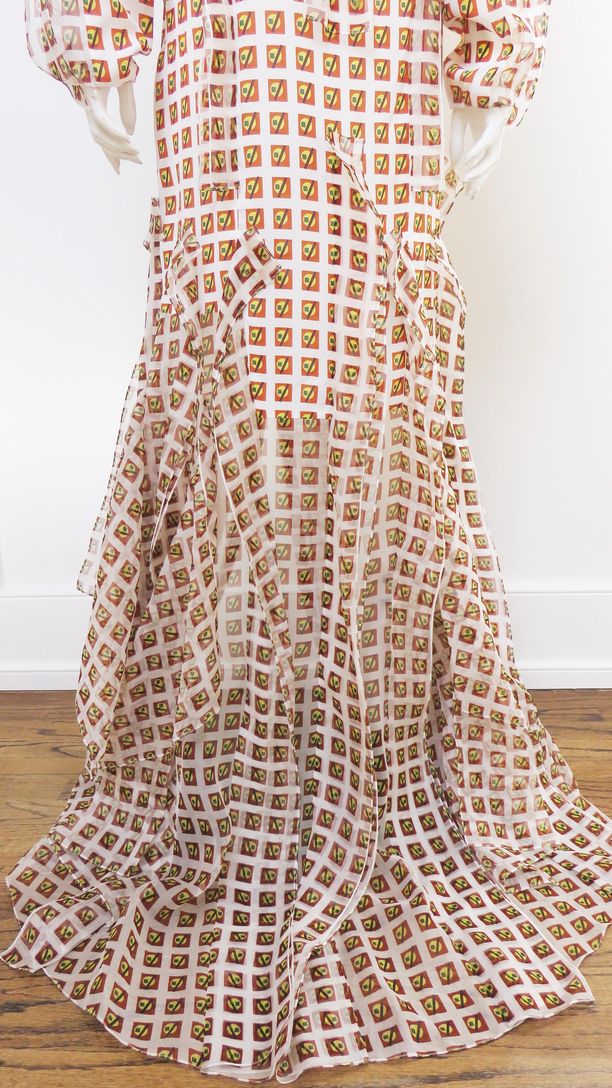 Carolina Herrera New Silk Print Maxi Dress Gown For Sale 8