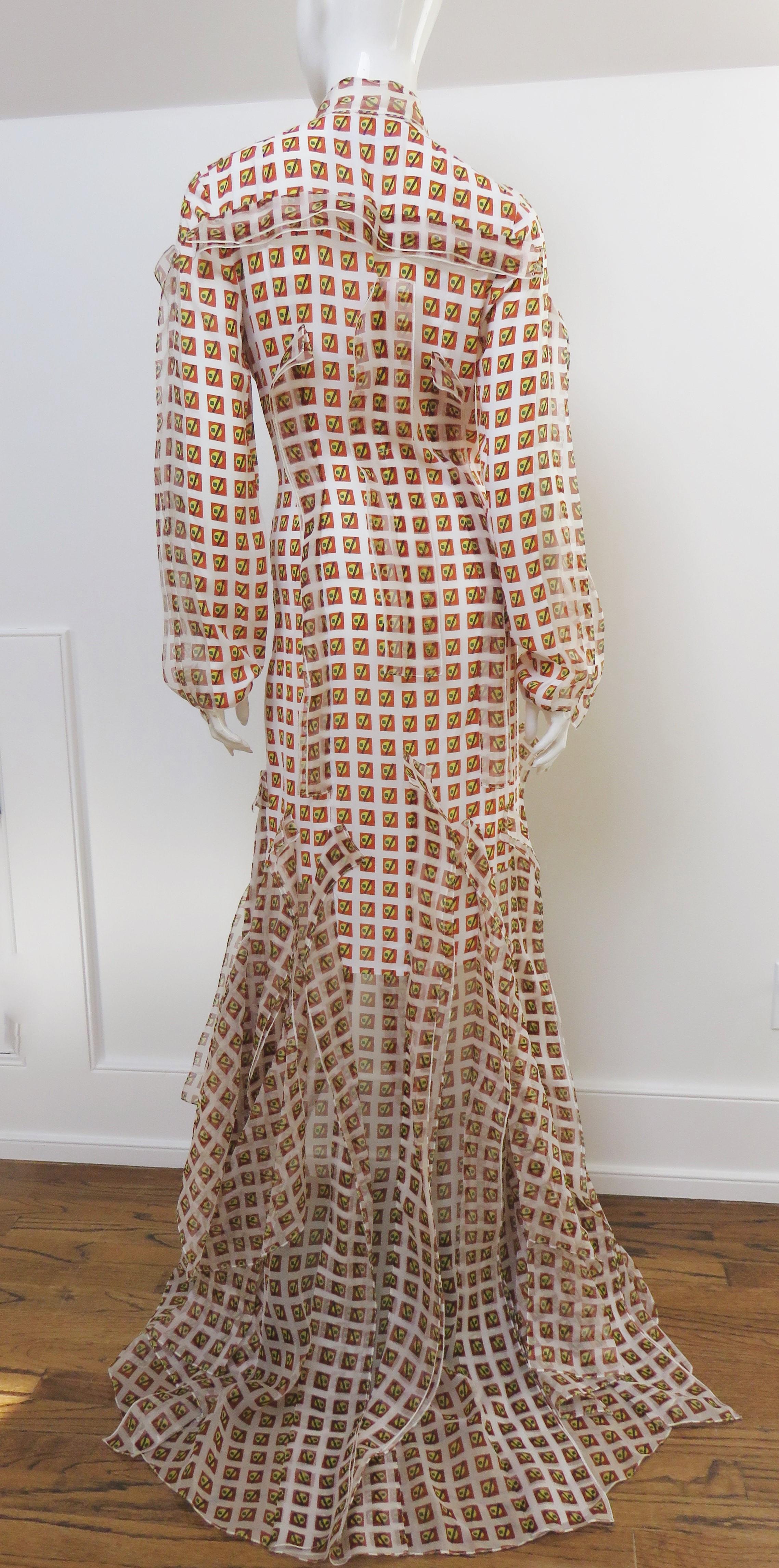 Carolina Herrera New Silk Print Maxi Dress Gown For Sale 9