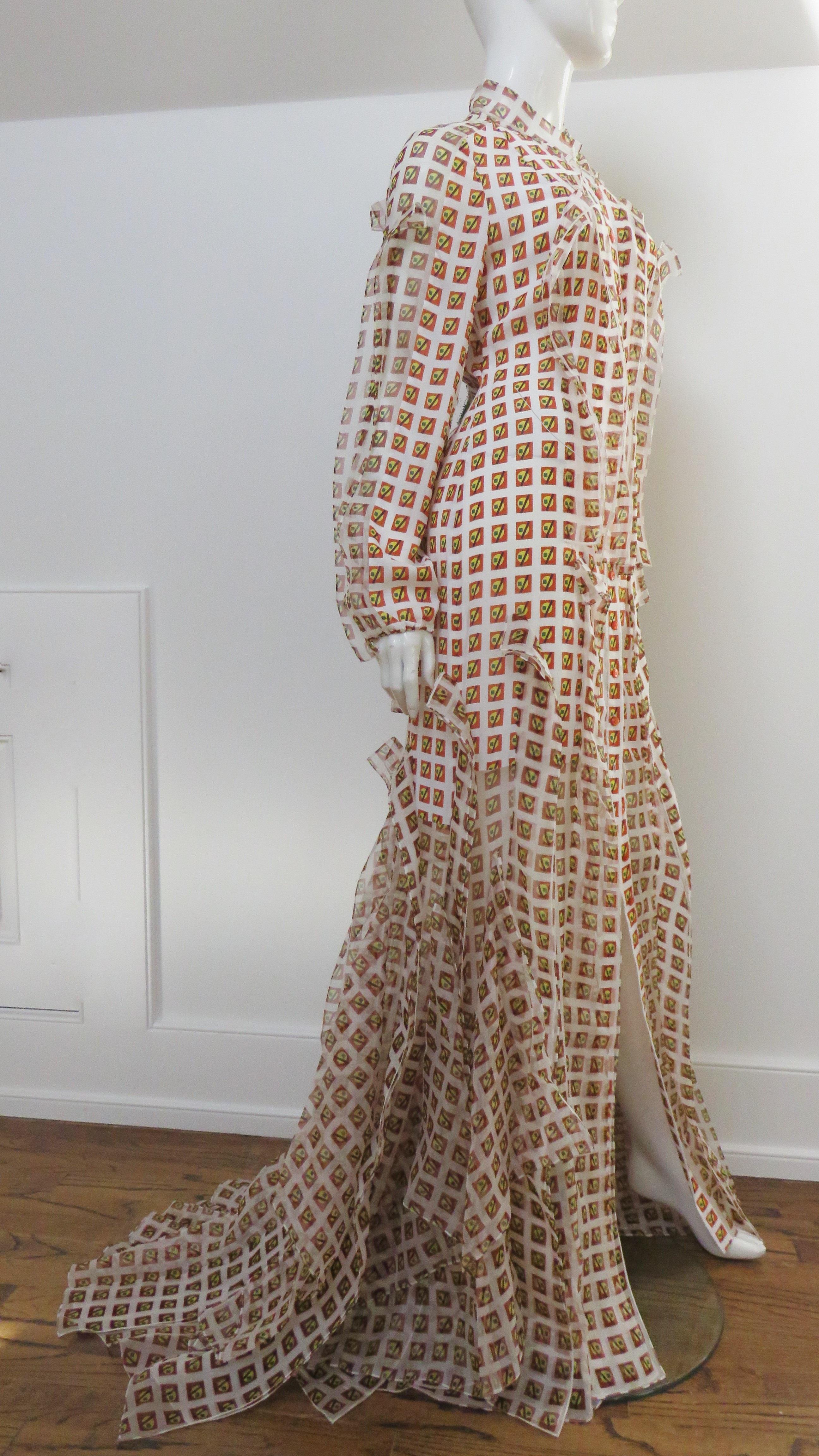 Carolina Herrera New Silk Print Maxi Dress Gown For Sale 2