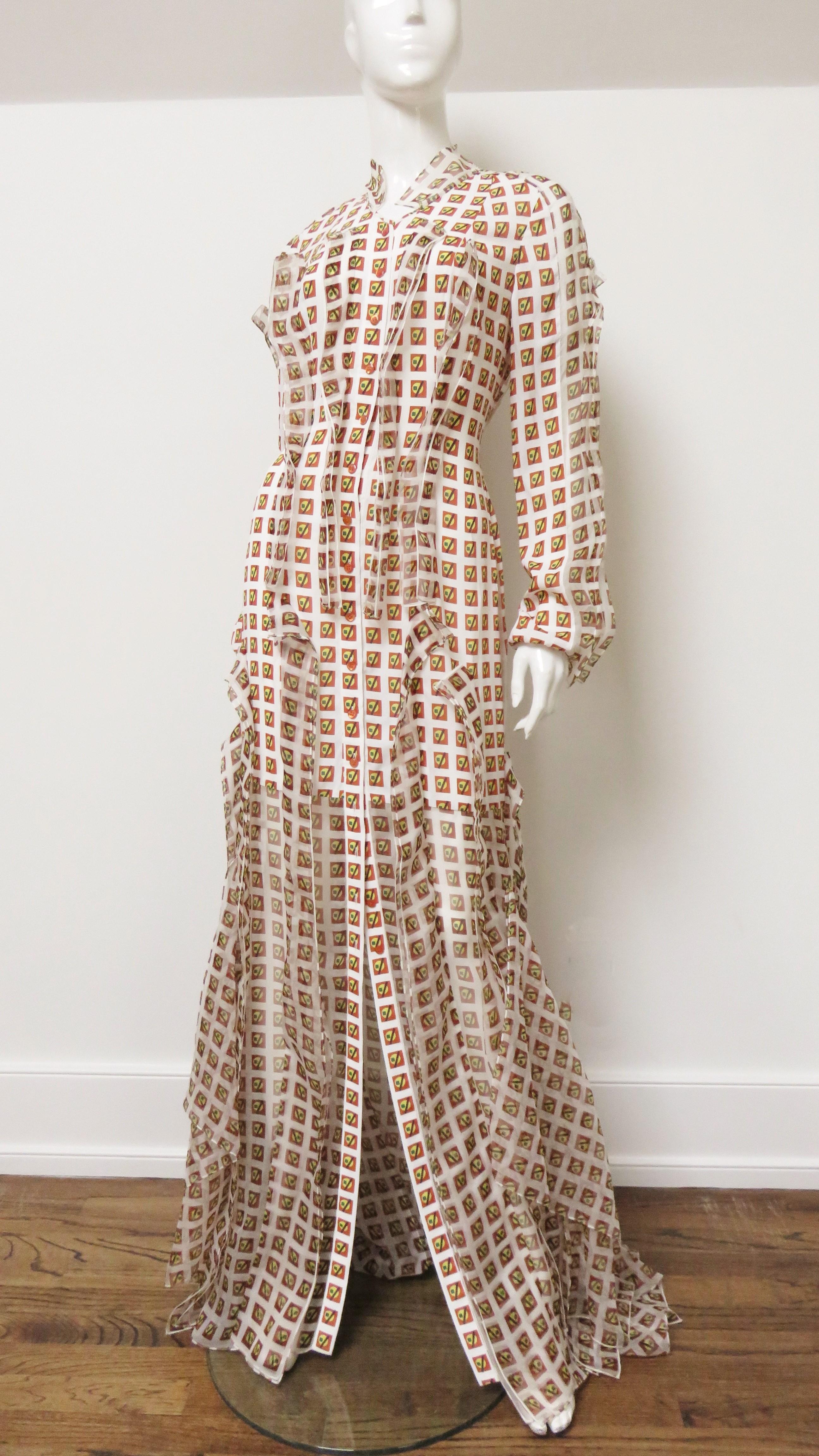 Carolina Herrera Nuovo Abito Maxi con Stampa in Seta In condizioni ottime in vendita a Water Mill, NY