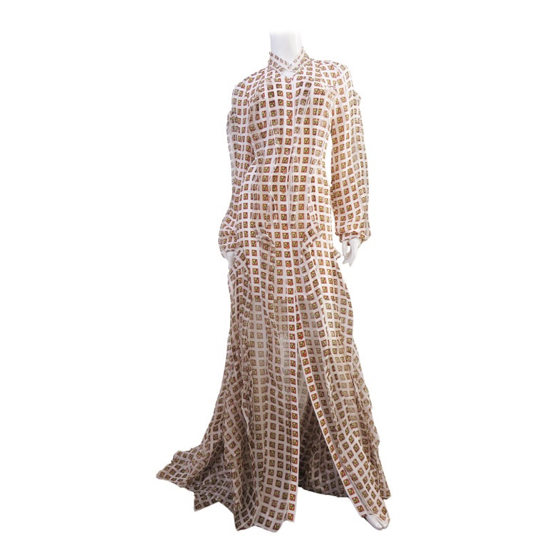 Carolina Herrera Nueva Bata Maxi Vestido Estampado Seda en venta