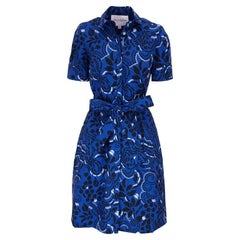 Carolina Herrera New York Blue Poplin Fit & Flare Dress Size 10 