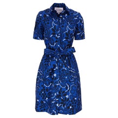 Carolina Herrera New York Blue Poplin Fit & Flare Dress Size 10