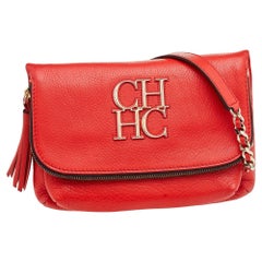 Carolina Herrera Orange Leather Shoulder Bag