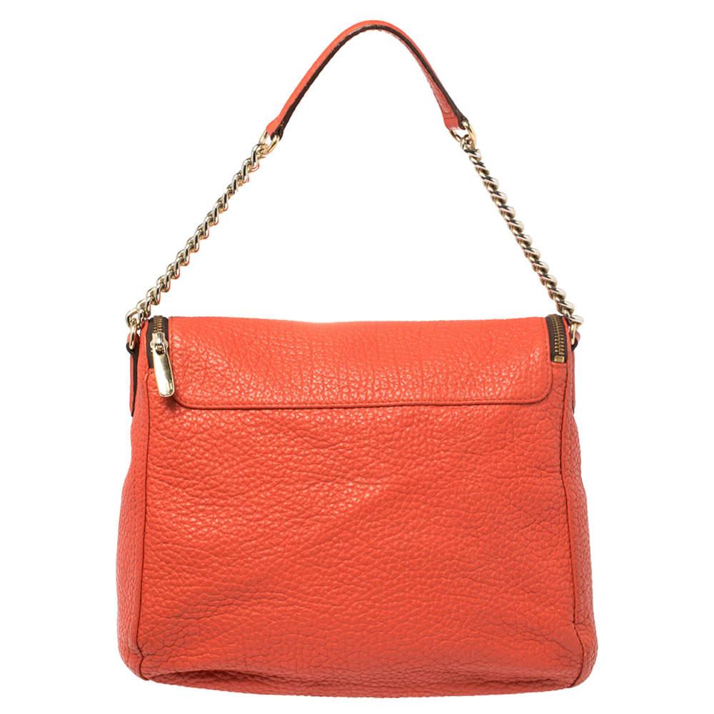Carolina Herrera Orange Leather Zip Hobo In Good Condition In Dubai, Al Qouz 2
