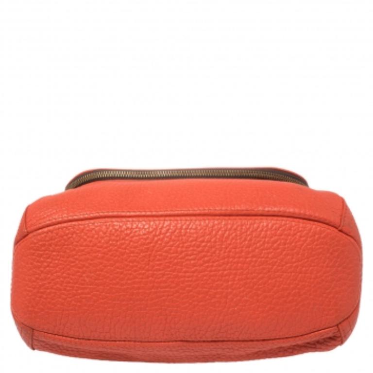 Carolina Herrera Orange Leather Zip Hobo For Sale 2