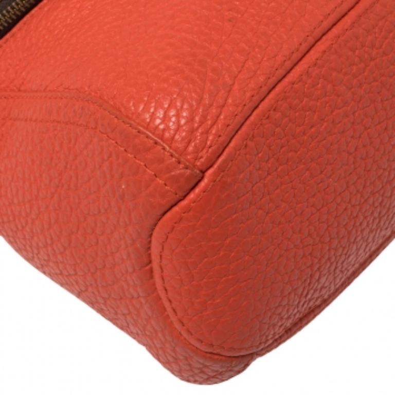 Carolina Herrera Orange Leather Zip Hobo For Sale 3