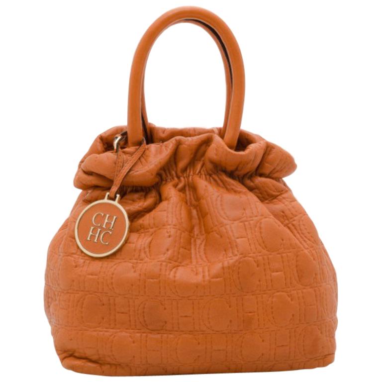 Carolina Herrera Orange Pleated Bag