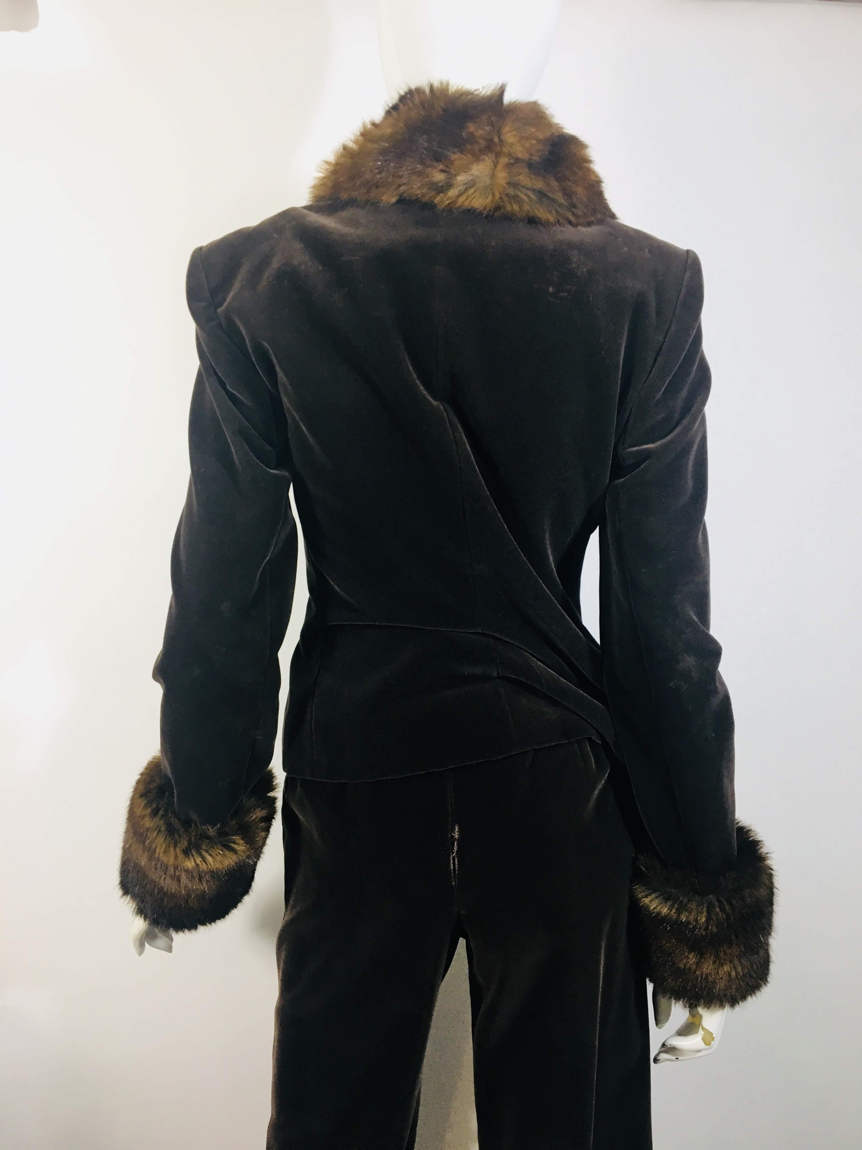 Carolina Herrera Pant Suit with Fur Trim 3