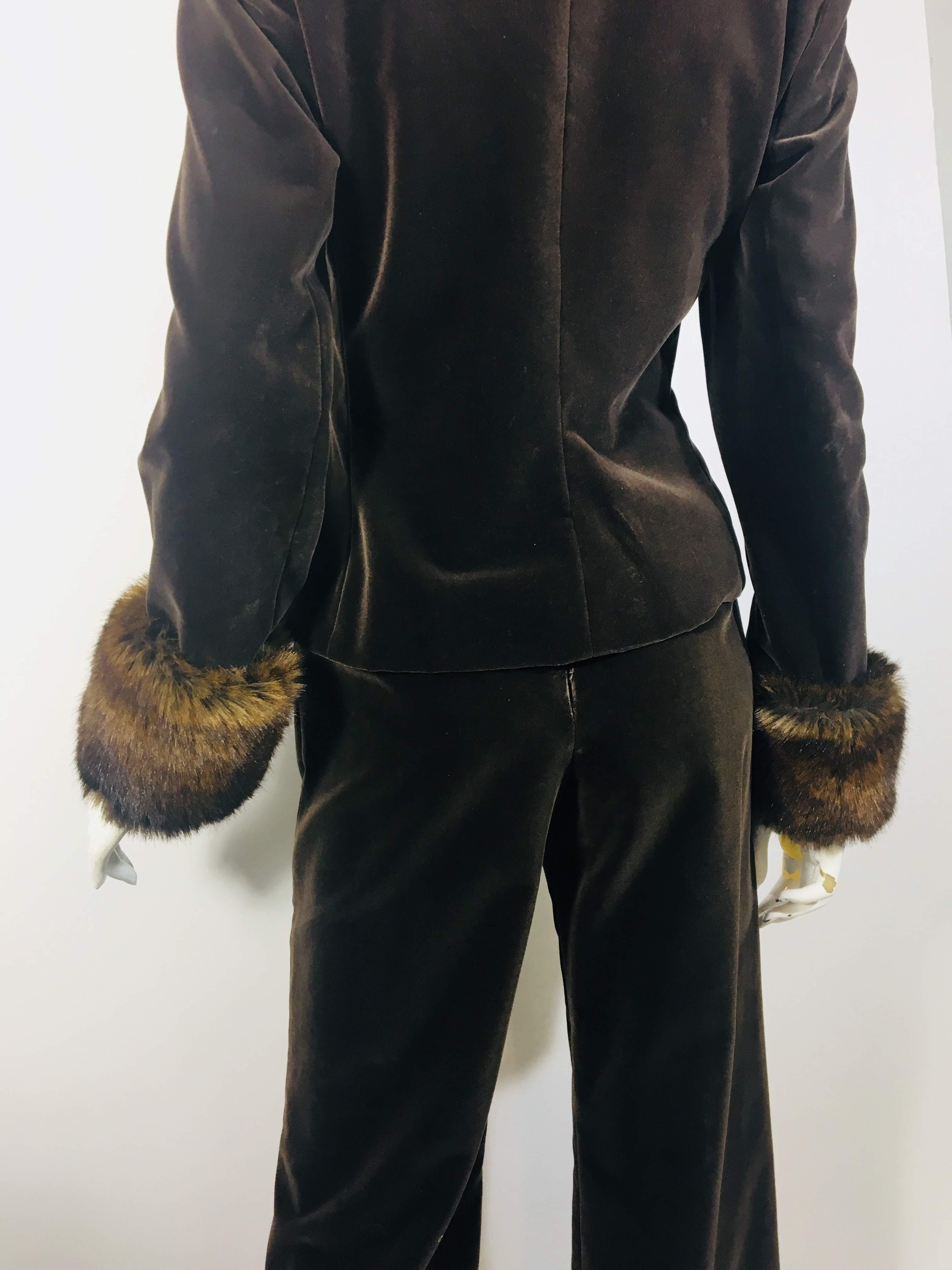 Carolina Herrera Pant Suit with Fur Trim 5