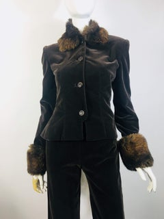 Carolina Herrera Pant Suit with Fur Trim
