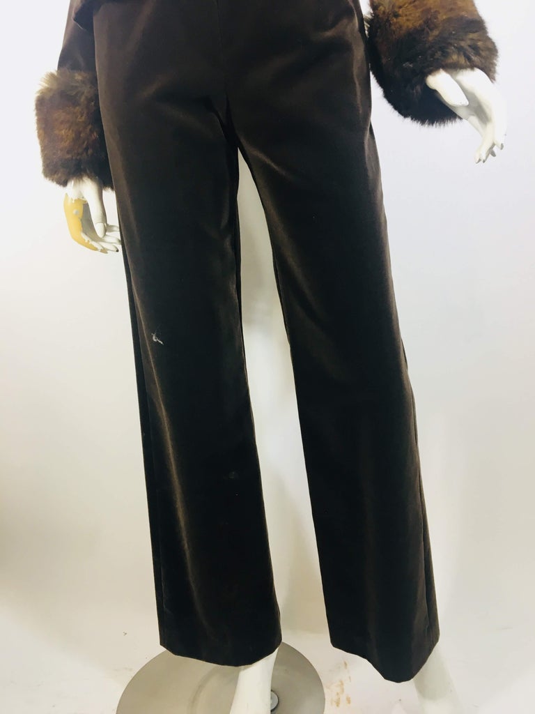 Carolina Herrera Pant Suit with Fur Trim at 1stDibs