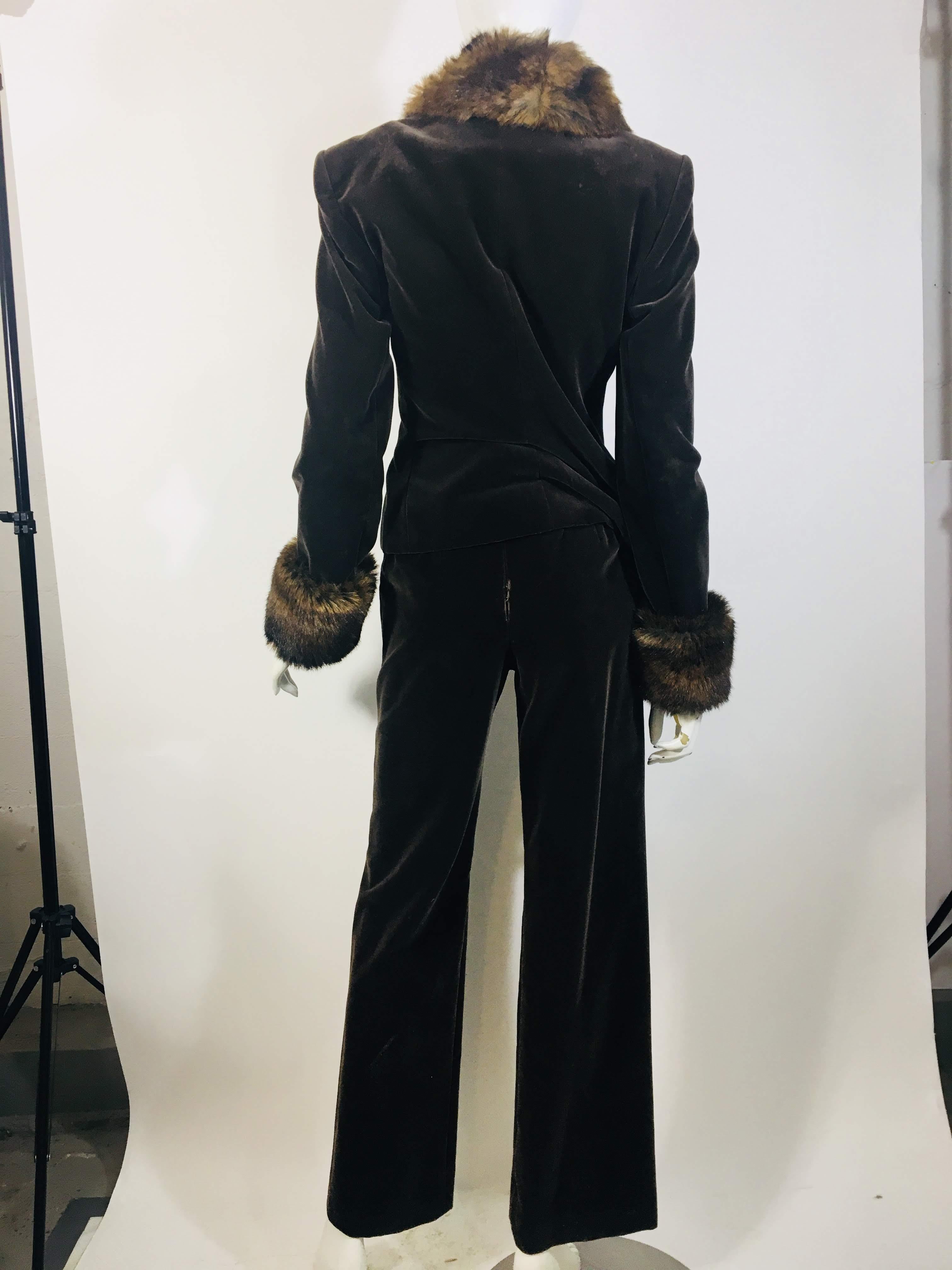 Carolina Herrera Pant Suit with Fur Trim 2