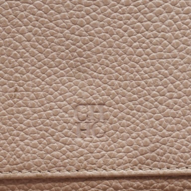 Carolina Herrera Cartera Tríptico Piel Melocotón Logotipo en venta 5