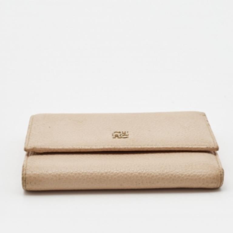 Carolina Herrera Cartera Tríptico Piel Melocotón Logotipo Marrón en venta