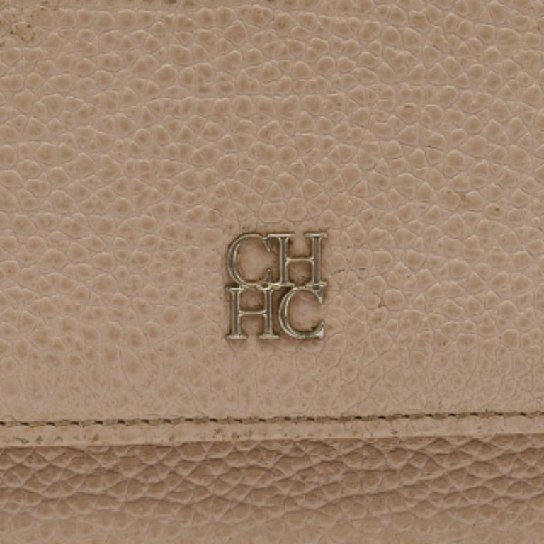 Carolina Herrera Cartera Tríptico Piel Melocotón Logotipo en venta 4