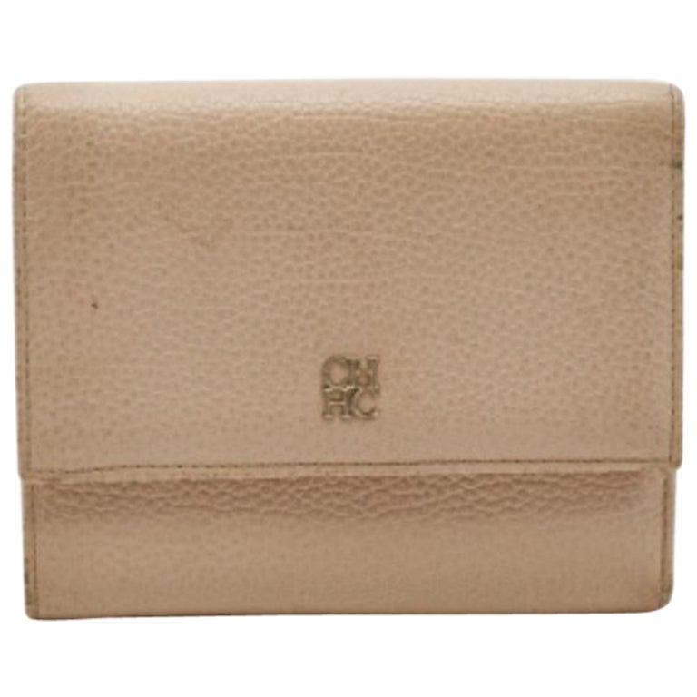 Carolina Herrera Cartera Tríptico Piel Melocotón Logotipo