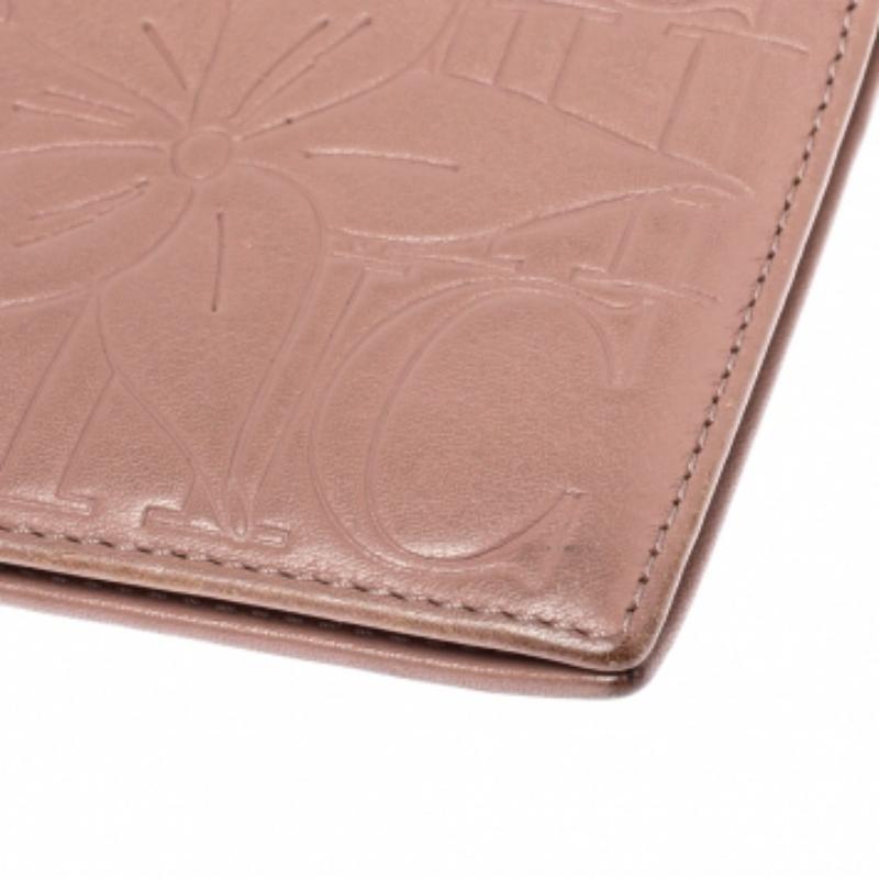 Carolina Herrera Pink Embossed Leather Continental Wallet For Sale 1