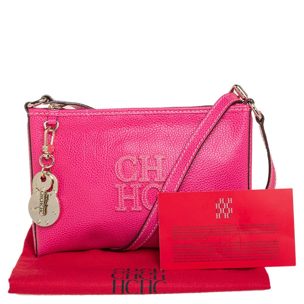 Women's Carolina Herrera Pink Leather Key Charm Crossbody Bag