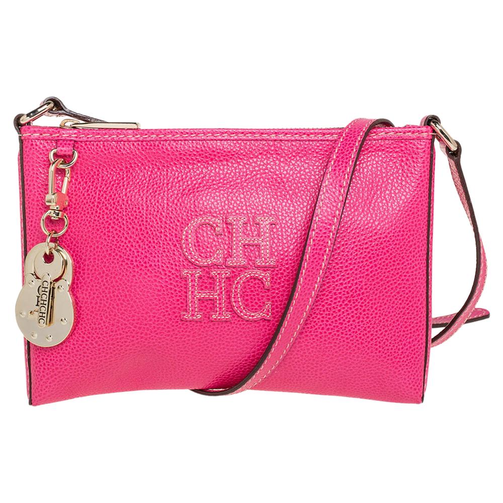 Carolina Herrera Pink Leather Key Charm Crossbody Bag