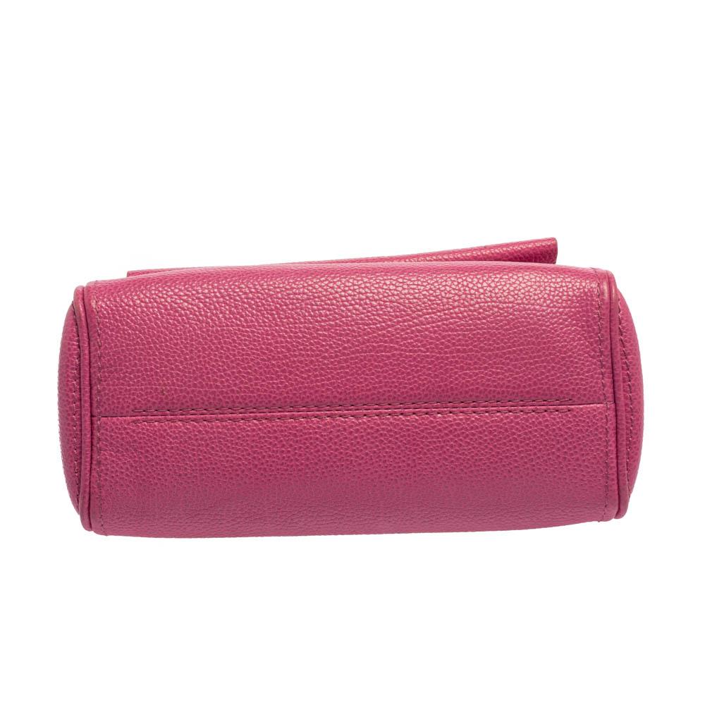Carolina Herrera Pink Leather Mini Minuetto Top Handle Bag In Fair Condition In Dubai, Al Qouz 2
