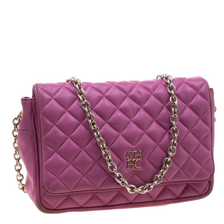 Carolina Herrera Pink Quilted Leather Shoulder Bag For Sale at 1stDibs