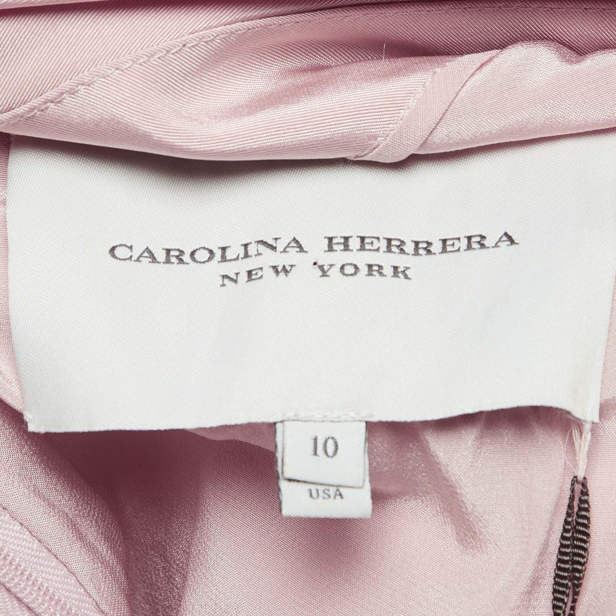 Carolina Herrera Pink Silk Draped Back Mermaid Gown L 6