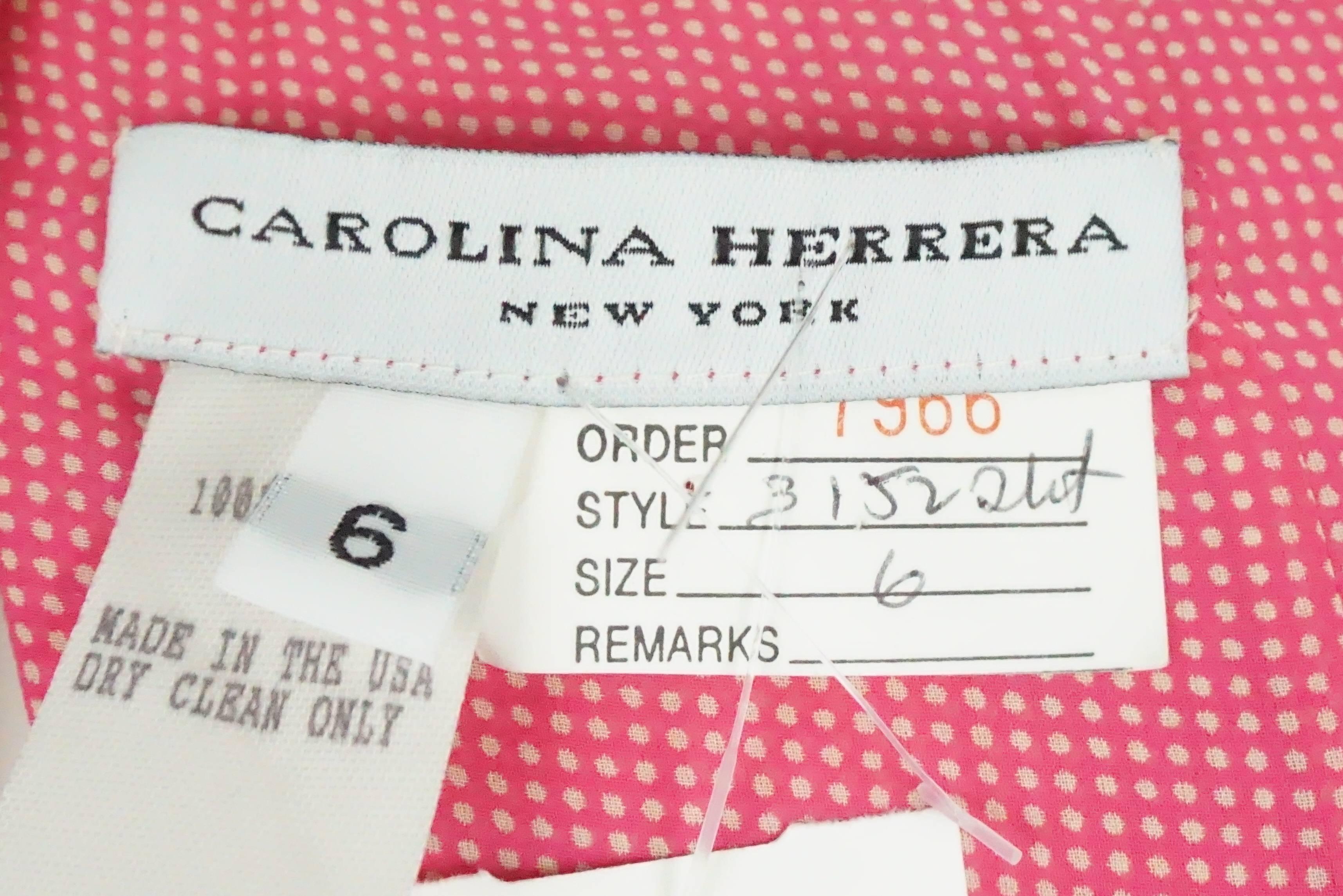 Carolina Herrera Pink and White Print Silk Skirt  1