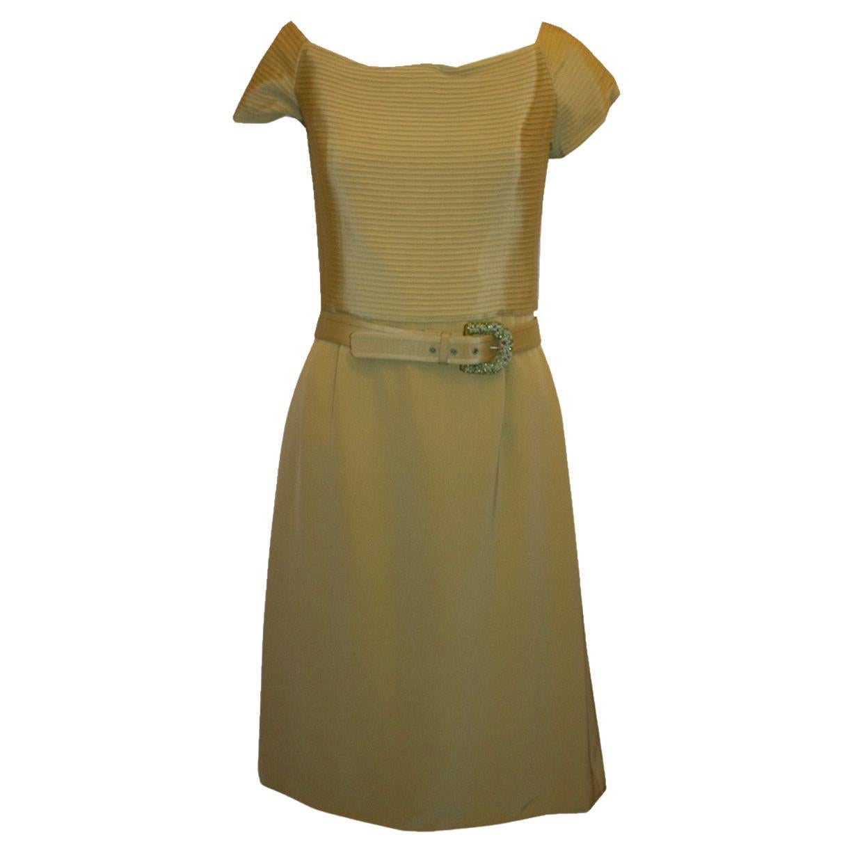 Carolina Herrera Pistachio Green Silk Cocktail Dress