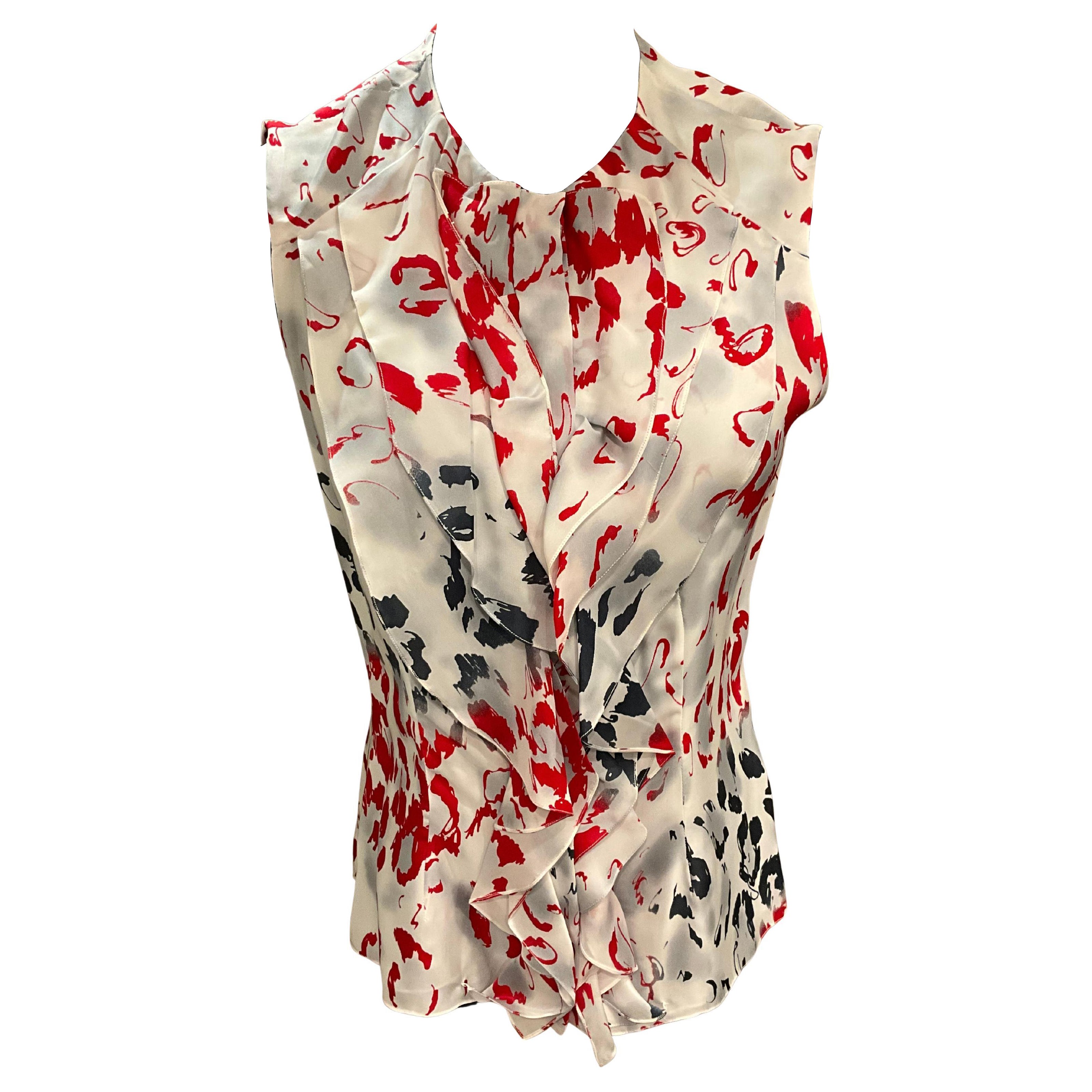 Camicetta con stampa di Carolina Herrera, nuova con etichetta in vendita