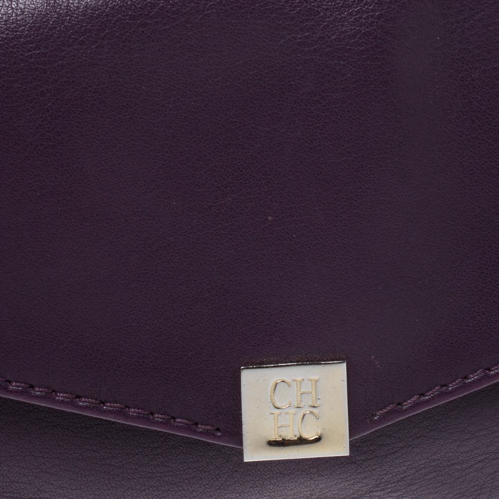 Carolina Herrera Purple Leather Chain Clutch 2