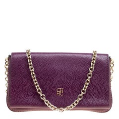 Carolina Herrera Purple Leather Chain Clutch