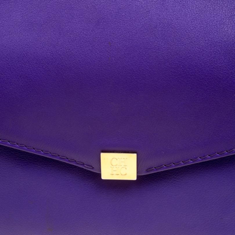 Carolina Herrera Purple Leather Envelope Shoulder Bag 4
