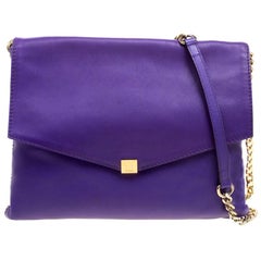 Carolina Herrera Purple Leather Envelope Shoulder Bag
