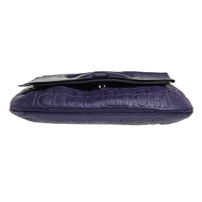 Carolina Herrera Purple Leather Chain Clutch For Sale at 1stDibs