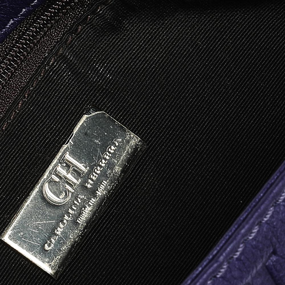 Carolina Herrera Purple Monogram Embossed Leather Audrey Shoulder Bag 1