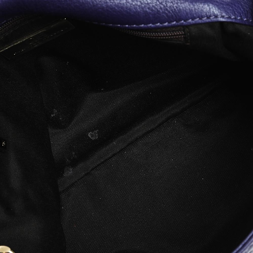 Carolina Herrera Purple Monogram Embossed Leather Audrey Shoulder Bag 3