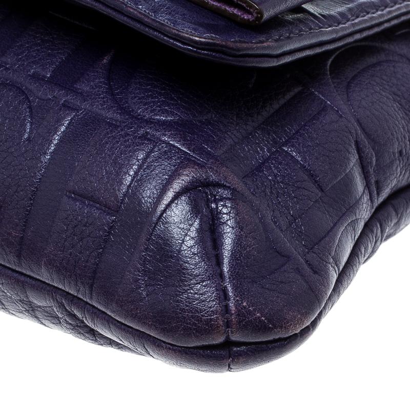 Carolina Herrera Purple Monogram Leather Audrey Shoulder Bag 5