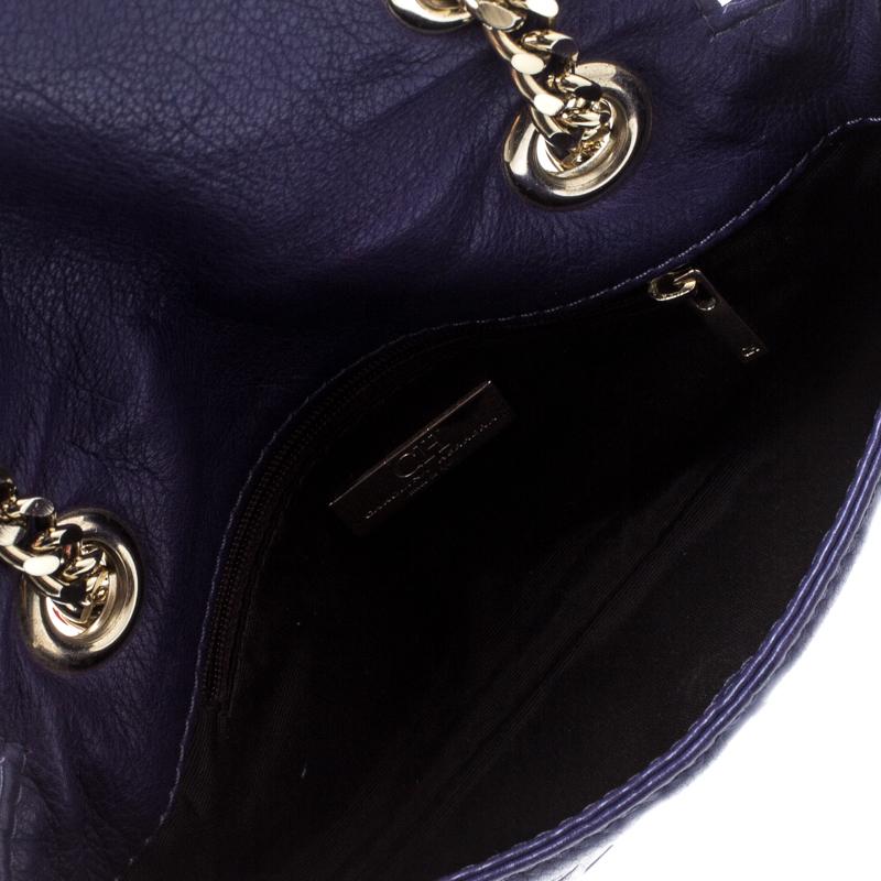 Carolina Herrera Purple Monogram Leather Audrey Shoulder Bag 1