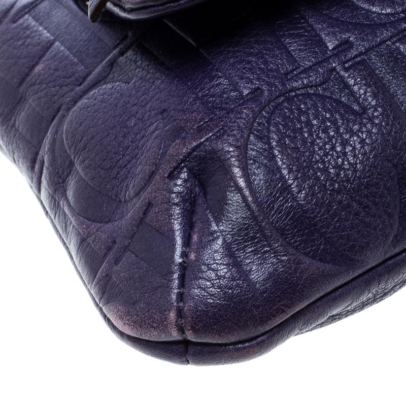 Carolina Herrera Purple Monogram Leather Audrey Shoulder Bag 2