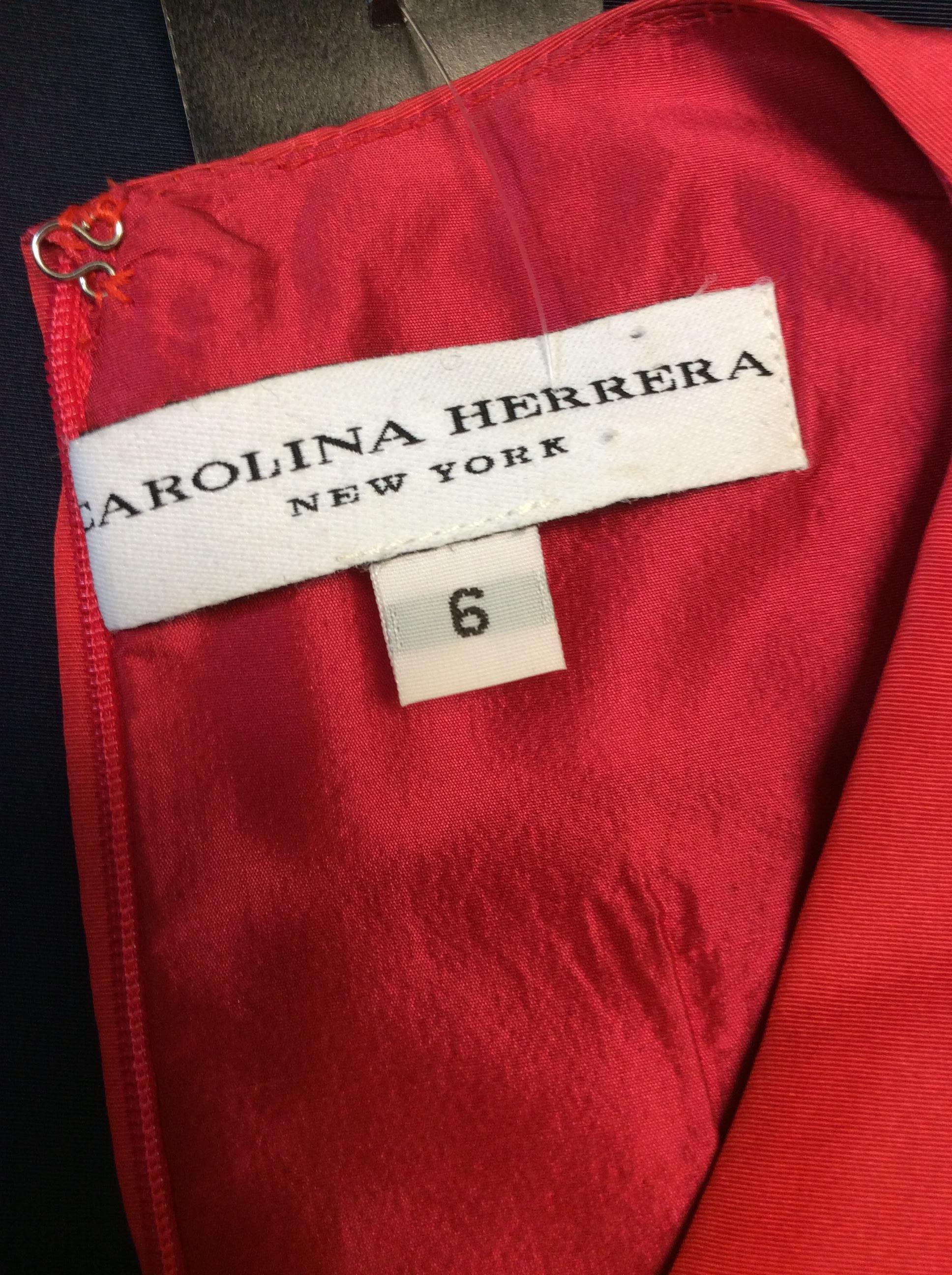 Carolina Herrera Red and Navy Blue Formal Gown For Sale 2