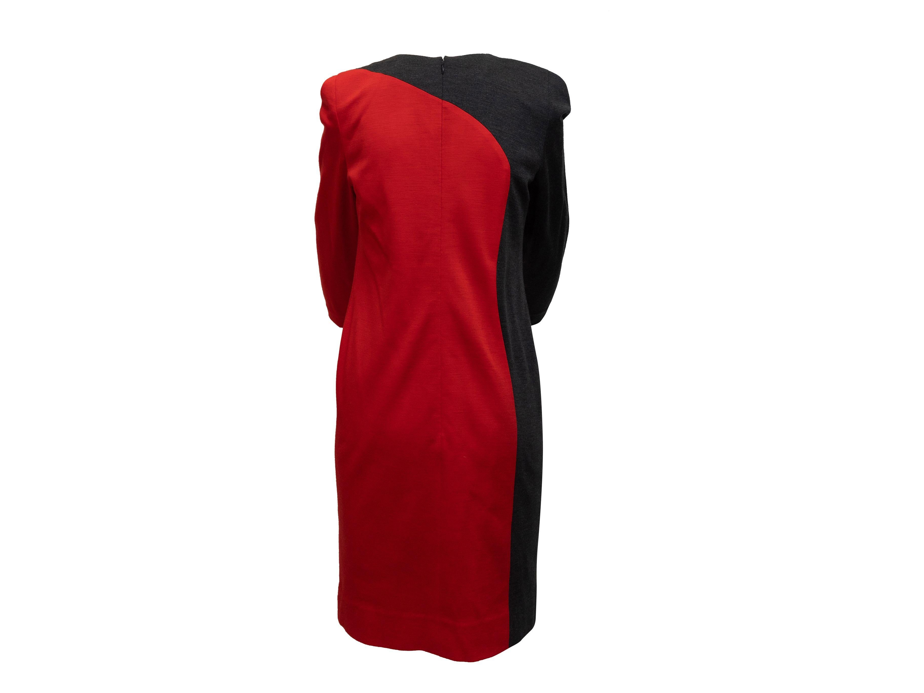 Carolina Herrera Red & Charcoal Color Block Dress 1
