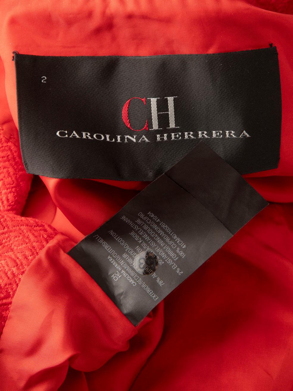 Carolina Herrera Red Flared Hem Blazer Size XS For Sale 1