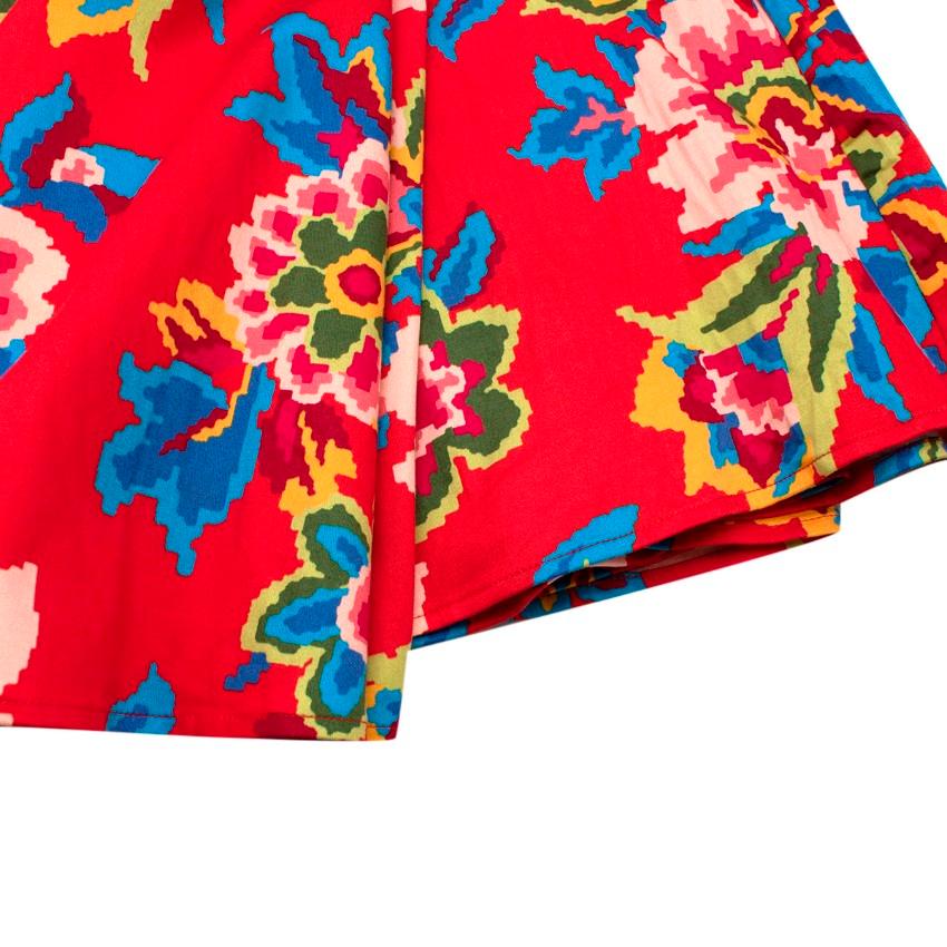 Carolina Herrera Red Floral Cotton Summer Dress For Sale 1