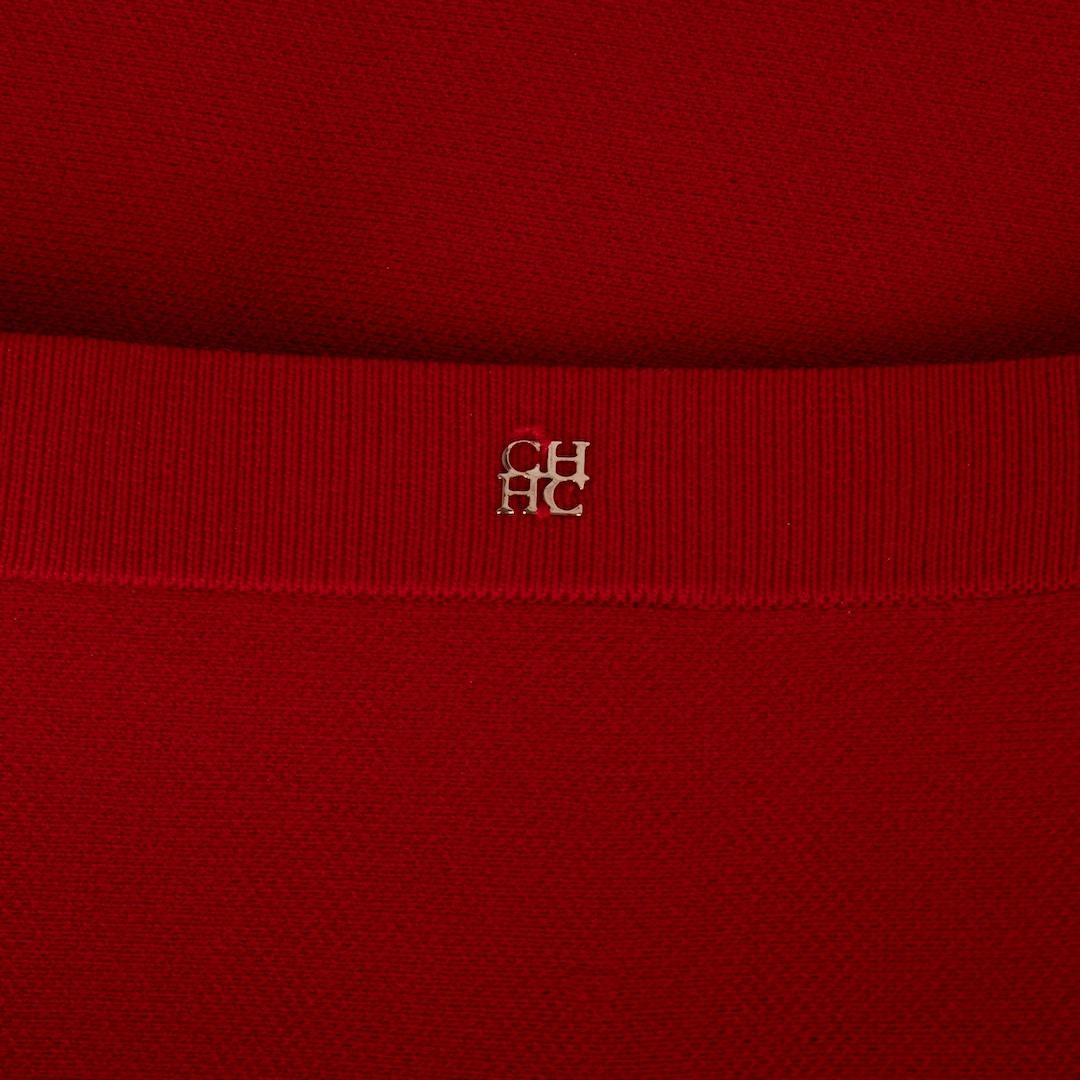 Carolina Herrera Red Knee Length Pencil Skirt Size S In Good Condition For Sale In London, GB